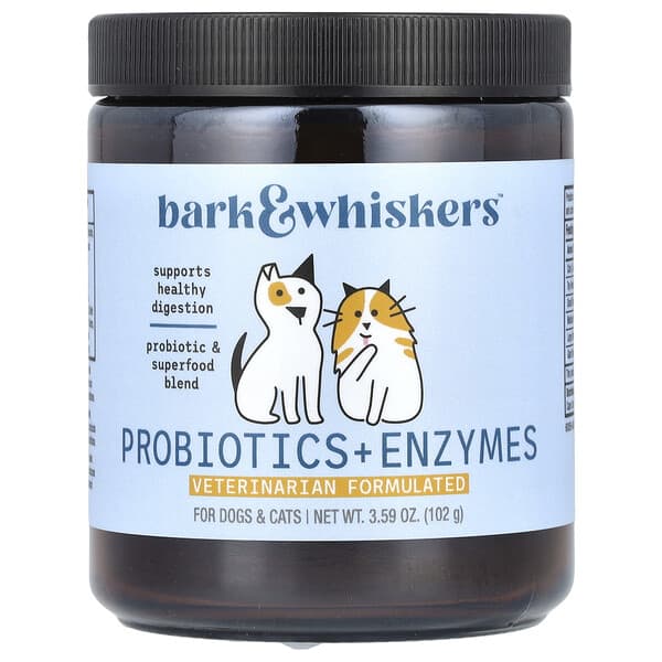 Dr. Mercola, Bark & Whiskers, Probiotics + Enzymes, For Dogs & Cats, 3. ...