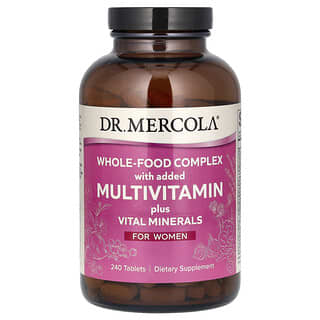 Dr. Mercola, комплекс из цельных продуктов с мультивитаминами и необходимыми минералами, для женщин, 240 таблеток