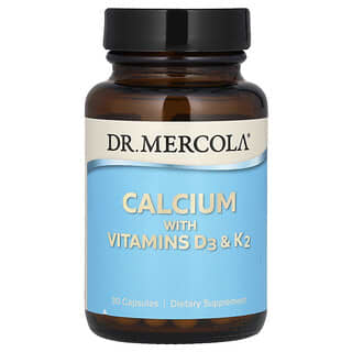 Dr. Mercola, Calcio con vitaminas D3 y K2, 30 cápsulas
