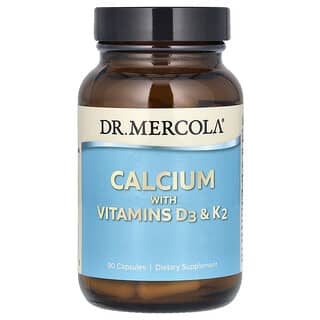 Dr. Mercola, Calcio con vitaminas D3 y K2, 90 cápsulas