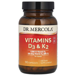 Dr. Mercola, вітаміни D3 і K2, 90 капсул