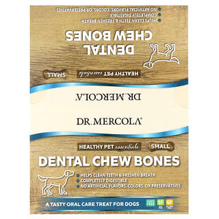 Dr. Mercola, Hueso dental masticable, Pequeño, Para perros, 12 huesos, 20 g (0,7 oz) cada uno