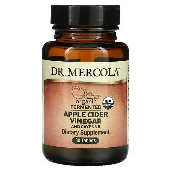 Dr. Mercola‏, خل التفاح المخمر طبيعيًّا والفلفل الحار، 30 قرص