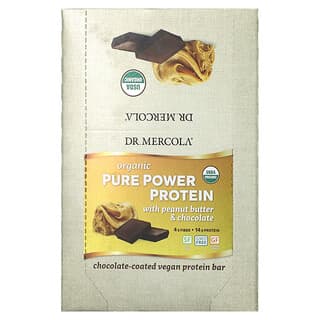 Dr. Mercola, Barrita de proteína orgánica Pure Power, Mantequilla de maní y chocolate, 12 barritas, 52 g (1,83 oz) cada una