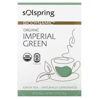 Dr. Mercola, Solspring, Biodinámico, Té verde imperial orgánico`` 18 bolsitas de té, 36 g (1,27 oz)