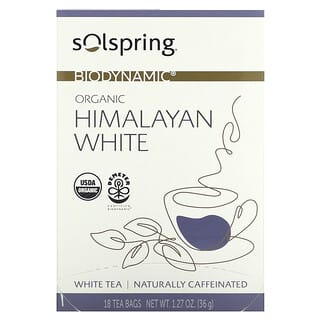Dr. Mercola, Solspring, Thé blanc biodynamique de l'Himalaya, 18 sachets de thé, 36 g