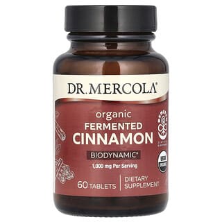 Dr. Mercola, Biodynamic, Canela Fermentada Orgânica, 1.000 mg, 60 Comprimidos (500 mg por Comprimido)