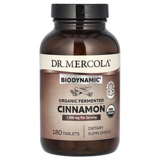 Dr. Mercola, Canela fermentada orgánica biodinámica, 1000 mg, 180 comprimidos (500 mg por comprimido)