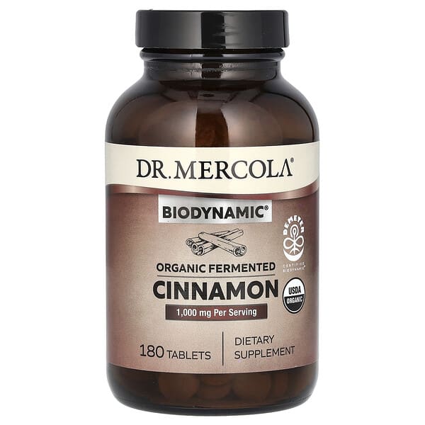 Dr. Mercola, Biodynamic ซินนาม่อนหมักออร์แกนิก ขนาด 1,000 มก. บรรจุ 180 เม็ด (เม็ดละ 500 มก.)