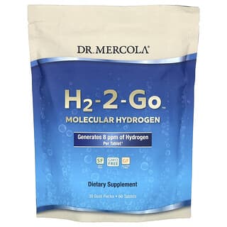 Dr. Mercola, H2-2-Go, молекулярный водород, 30 двойных пакетиков, 60 таблеток