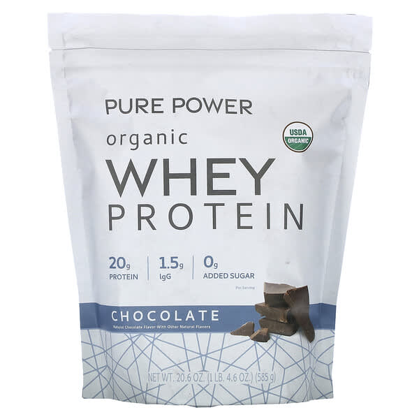 Dr. Mercola, Pure Power, Organic Whey Protein, Chocolate, 1 lb 4.6 oz (585 g) — product photo 1