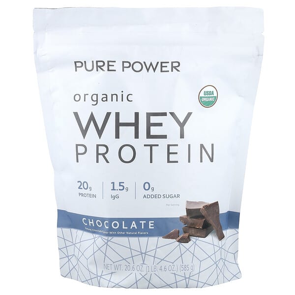 Dr. Mercola, Pure Power, Organic Whey Protein, Chocolate, 1 lb 4.6 oz (585 g) — product photo 1