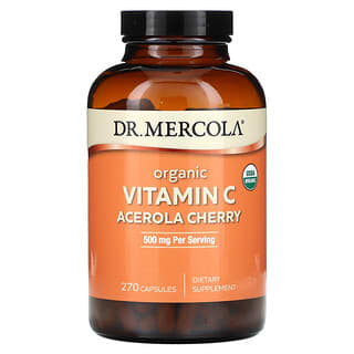 Dr. Mercola, Organiczna witamina C, wiśnia acerola, 500 mg, 270 kapsułek (166 mg na kapsułkę)
