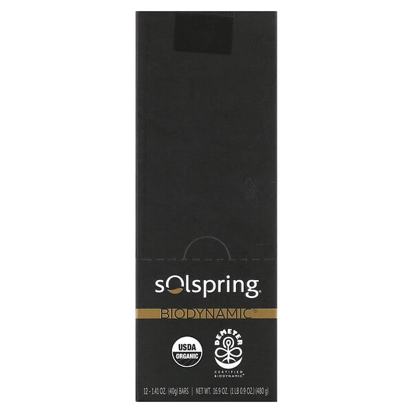 Dr. Mercola, Solspring, Biodynamic, Dark Chocolate Bar, 70% Cocoa, 12 Bars, 1.41 oz (40 g) Each