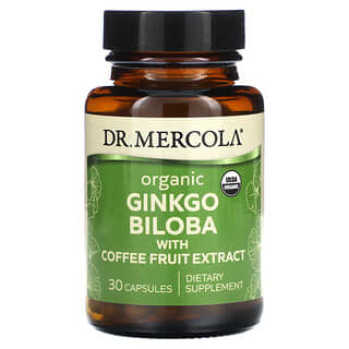 Dr. Mercola, Bio-Ginkgo biloba mit Kaffeefruchtextrakt, 30 Kapseln