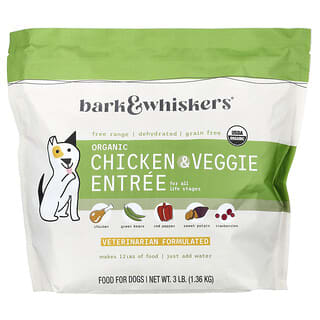 Dr. Mercola, Bark & Whiskers Dehydrated Dog Food Makes 12 lbs Organic Chicken & Veggie Entrée, 3 lbs
