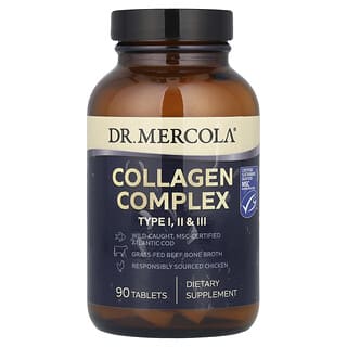 Dr. Mercola, Complexo de Colágeno, Tipos I, II e III, 90 Comprimidos