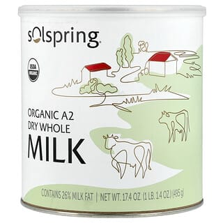 Dr. Mercola, SolSpring®, Lait entier en poudre biologique A2, 495 g