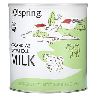 Dr. Mercola, Solspring, органічне сухе незбиране молоко A2, 495 г (17,4 унції)
