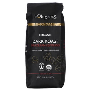 Dr. Mercola, Solspring, Biodynamic, Organic Brazilian Espresso, Whole Bean, Dark Roast, 16 oz (453.5 g)