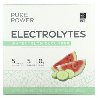 Dr. Mercola, Pure Power, Électrolytes, Concombre et pastèque, 30 sachets, 145,6 g