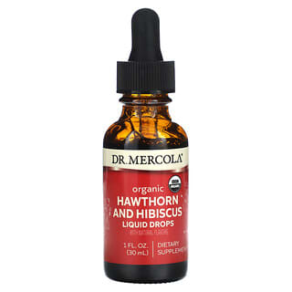 Dr. Mercola, Gotas líquidas de espino e hibisco orgánicos`` 30 ml (1 oz. Líq.)