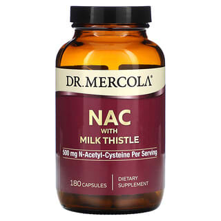 Dr. Mercola, NAC com Cardo-Mariano, 500 mg, 180 Cápsulas (250 mg por Cápsula)