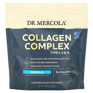 Dr. Mercola, Collagen Complex Type l, ll & lll, ваниль, 5 г, 309 г (10,89 унции)