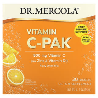 Dr. Mercola, Vitamina C-PAK, arancia naturale, 500 mg, 30 bustine da 4,84 g ciascuna