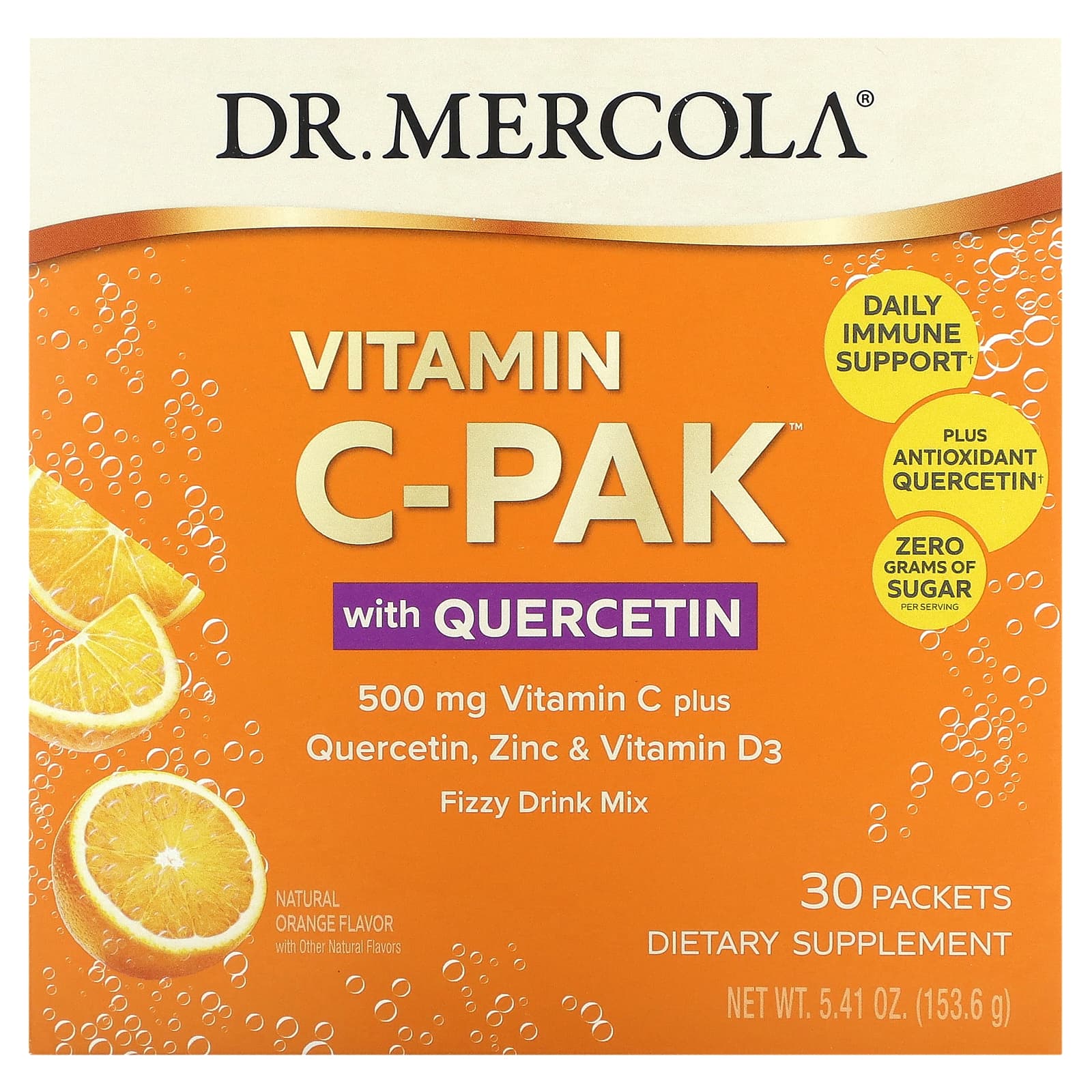 Dr. Mercola, Vitamin CPAK with Quercetin, Natural Orange, 500 mg, 30