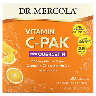 Dr. Mercola, 含槲皮素的维生素 C-PAK，天然橙味，500 毫克，30 包，每包 0.18 盎司（5.12 克）