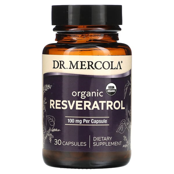 Dr. Mercola, Organiczny resweratrol, 100 mg, 30 kapsułek