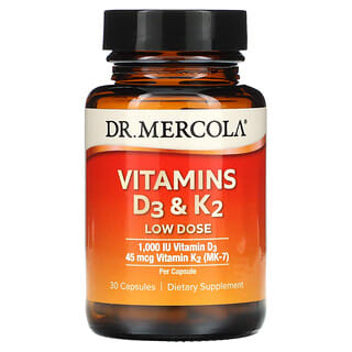 Dr. Mercola, Витамины D3 и K2 в низкой дозе, 30 капсул