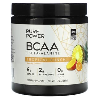 Dr. Mercola, Pure Power BCAA + Beta - Alanina, punch tropicale, 333 g