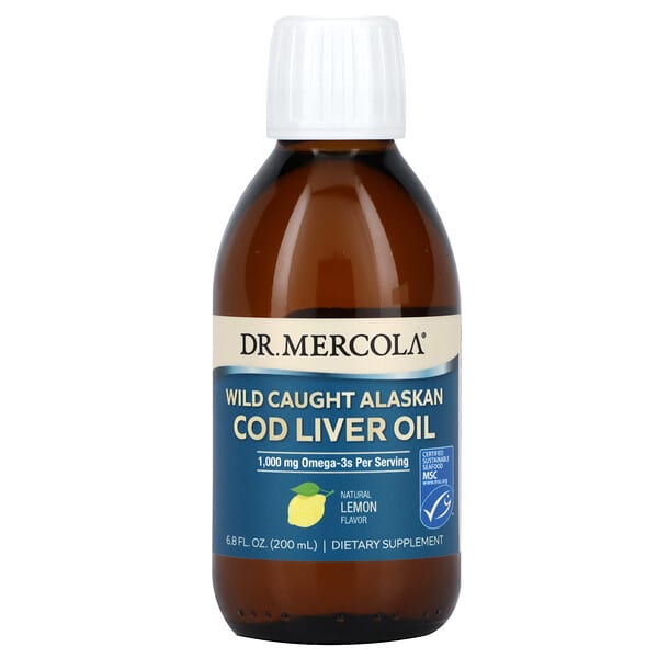 Dr. Mercola, 野外捕獲阿拉斯加鱈魚肝油，檸檬味，6.8 液量盎司（200 毫升）