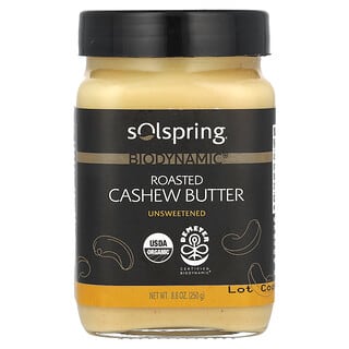 Dr. Mercola, Solspring, Biodynamic, Roasted Cashew Butter, Unsweetened, 8.8 oz (250 g)