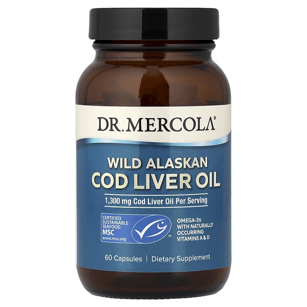 Dr. Mercola, 자연산 알래스카 대구 간유, 캡슐 60정(캡슐 1정당 650mg)