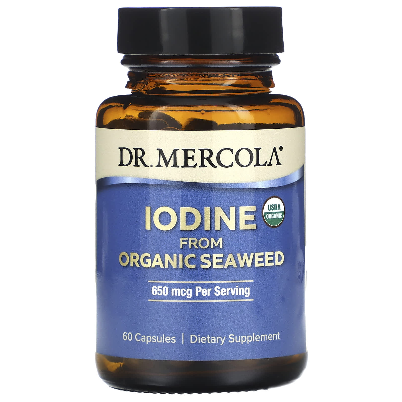 Dr. Mercola, Iodine From Organic Seaweed, 650 mcg, 60 Capsules (325 mcg