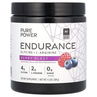 Dr. Mercola, Pure Power, Endurance, Glicina + L-arginina, Berry Blast, 258 g