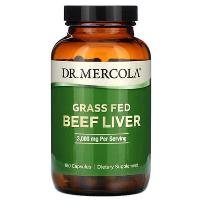 Dr. Mercola, Grass-Fed Beef Liver, 500 mg, 180 Capsules