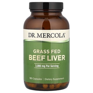 Dr. Mercola, 목초 사육 소 간, 캡슐 180정(캡슐 1정당 500mg)