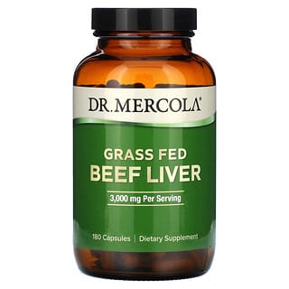 Dr. Mercola, говяжья печень травяного откорма, 500 мг, 180 капсул