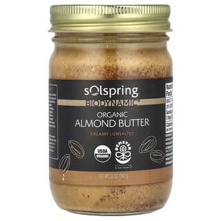 Dr. Mercola, Solspring, Biodynamic, Organic Almond Butter, Creamy - Unsalted, 12 oz (340 g)