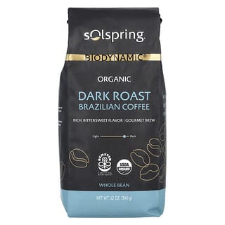 Dr. Mercola, Solsprung, Biodynamic, brasilianischer Kaffee, ganze Bohne, dunkle Röstung, 340 g (12 oz.)