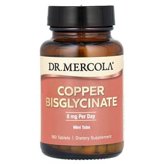 Dr. Mercola, Bisglicinato de cobre, 8 mg, 180 comprimidos