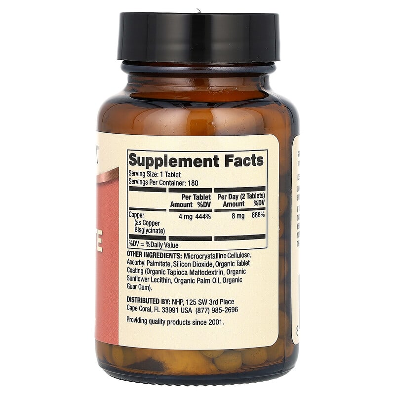 Copper Bisglycinate, 180 Tablets (4 mg per Tablet)
