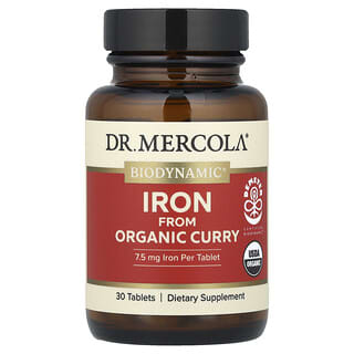 Dr. Mercola, 生物动力®，有机咖哩铁，30 片