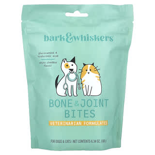 Dr. Mercola, Bark & Whiskers™, Bocadillos para huesos y articulaciones, Para perros y gatos, Queso cheddar blanco, 180 g (6,34 oz)