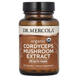 Dr. Mercola, Extracto de hongo Cordyceps orgánico, 500 mg, 30 cápsulas