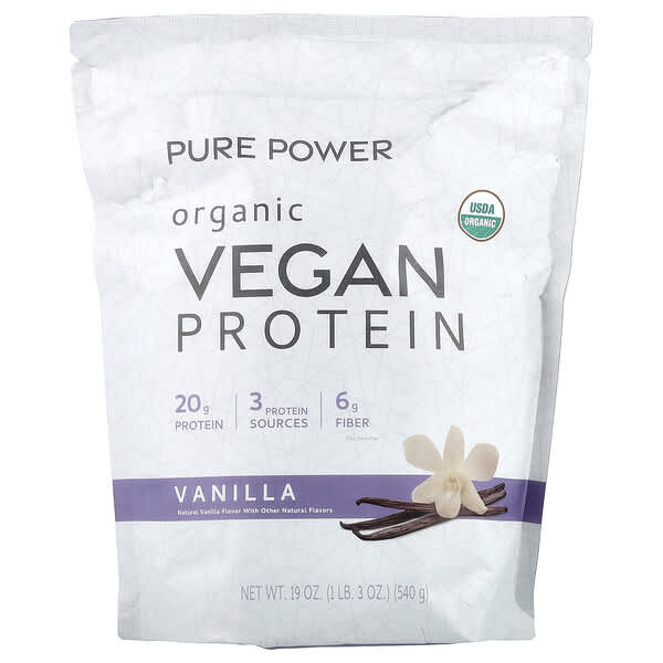 Pure Power, Organic Vegan Protein, Vanilla, 1 lb 3 oz (540 g)
